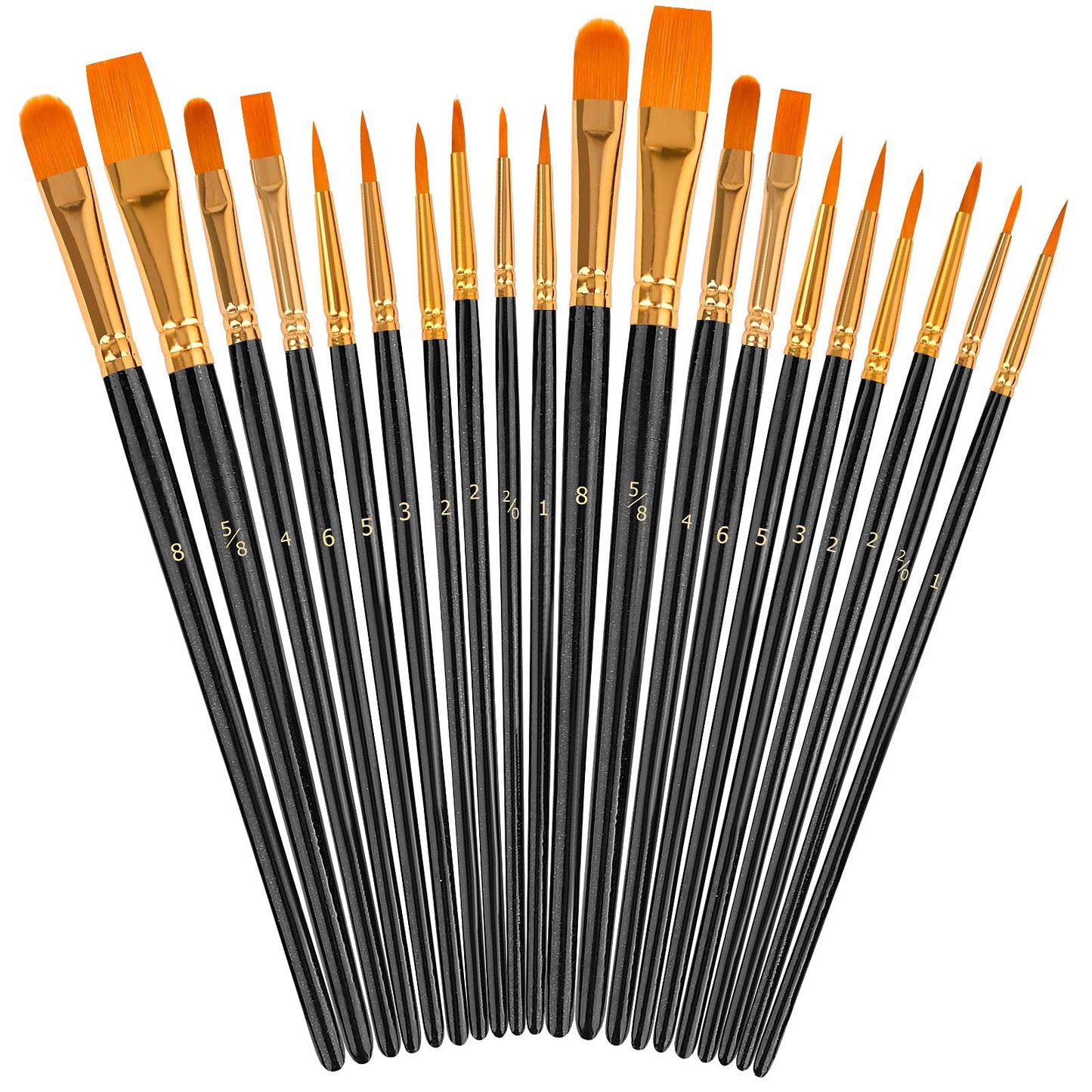 Soucolor Acrylic Paint Brushes Set, 20 Pcs Pointed Tip Artist Paintbrushes