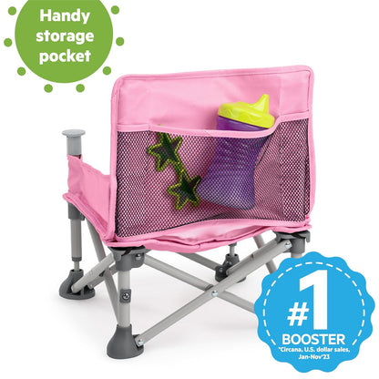 Bright Starts Pop 'N Sit Portable Booster, Indoor/Outdoor Use, Floor Seat with Feeding Tray, Teal, 6 Mos - 3 Yrs