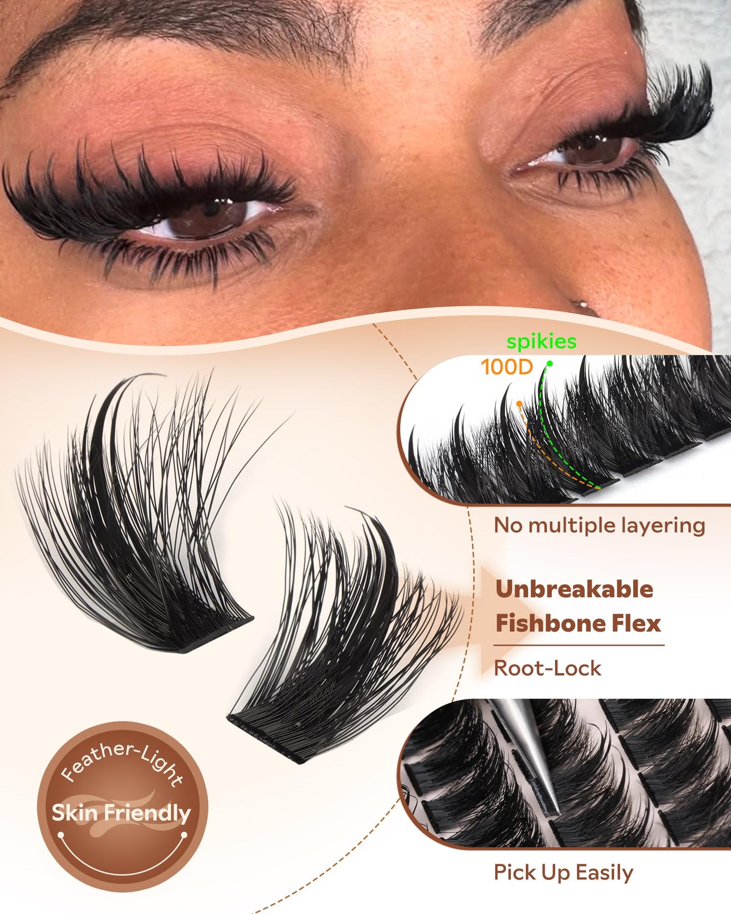 Goddvenus Pre-made Spikes Lash Clusters Wispy Manga Eyelash Clusters