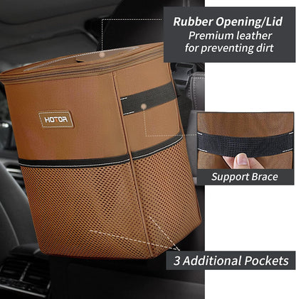 HOTOR Car Trash Can, Leakproof Car Organizer, 2-Gallon, Black