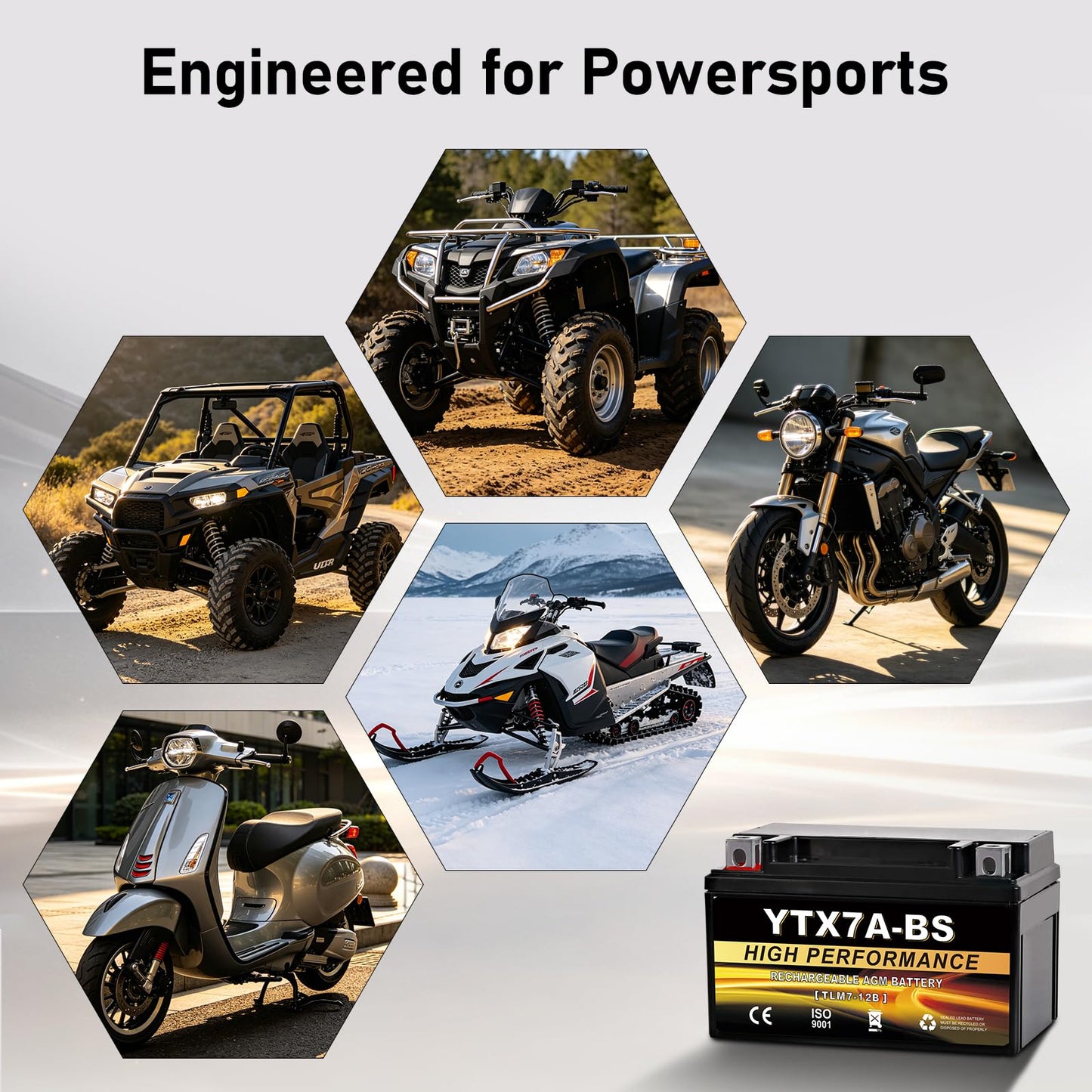 YTX14AH-BS 12V 12Ah Motorcycle Battery, 220CCA Rechargeable Maintenance Free Sealed AGM Battery, Powersport Replacement for ATV, UTV, Scooter