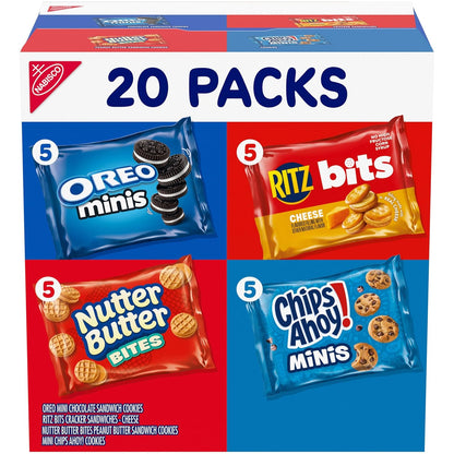Nabisco, Classic Mix Variety Pack, Oreo Mini, Chips Ahoy! Mini, Nutter Butter Bites, Ritz Bits Cheese, 20 Snack Packs