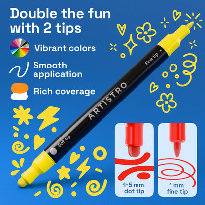 ARTISTRO Dual-Tip Acrylic Paint Marker Pens - Set of 36