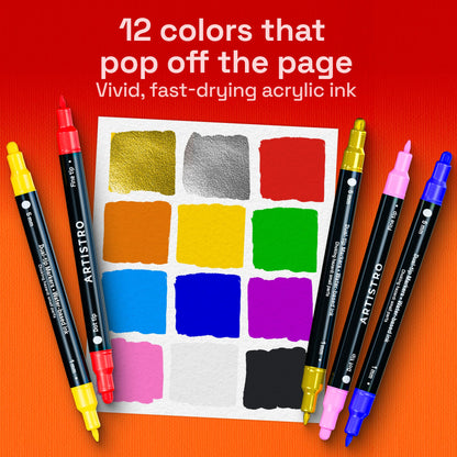 ARTISTRO Dual-Tip Acrylic Paint Marker Pens - Set of 36