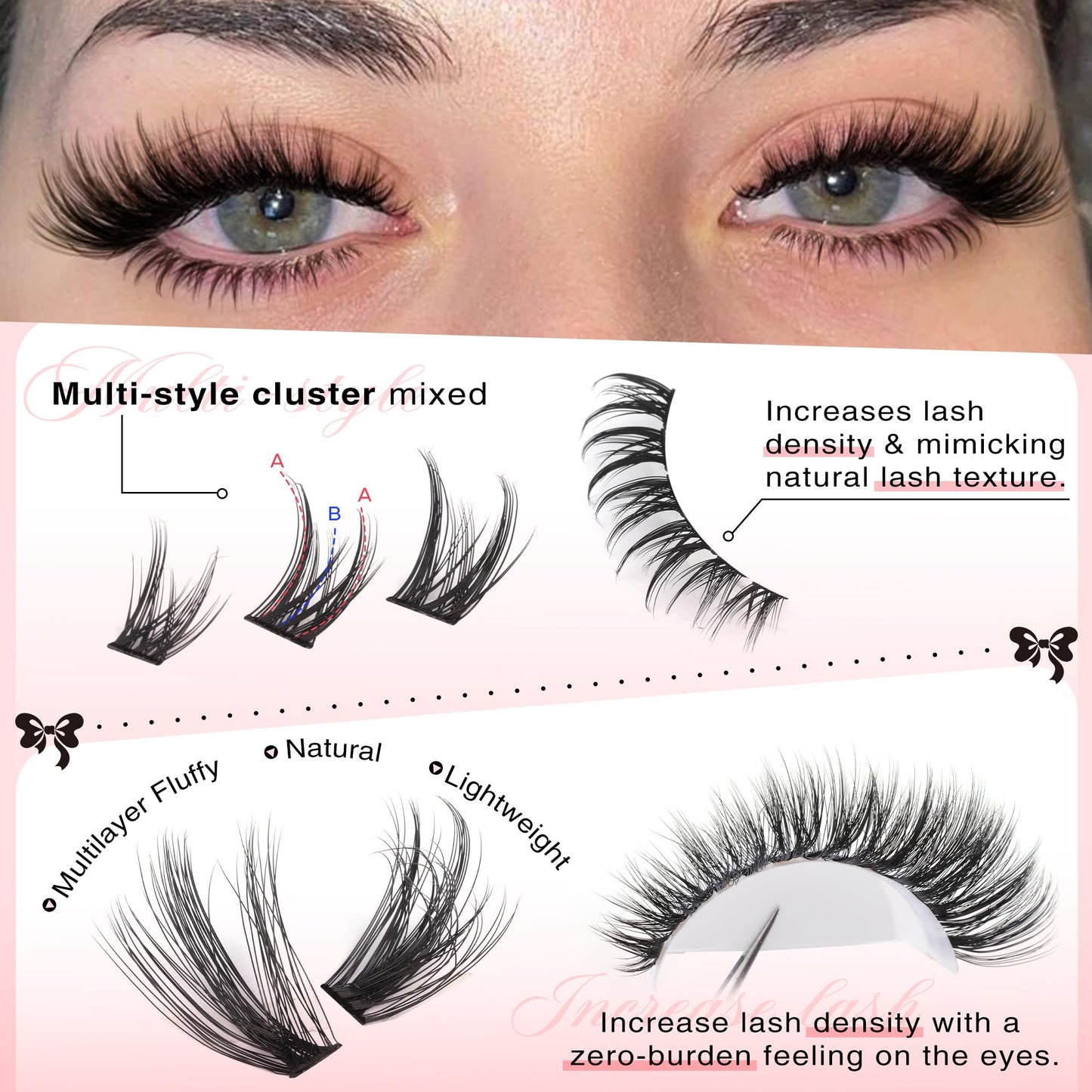 Goddvenus Pre-made Spikes Lash Clusters Wispy Manga Eyelash Clusters