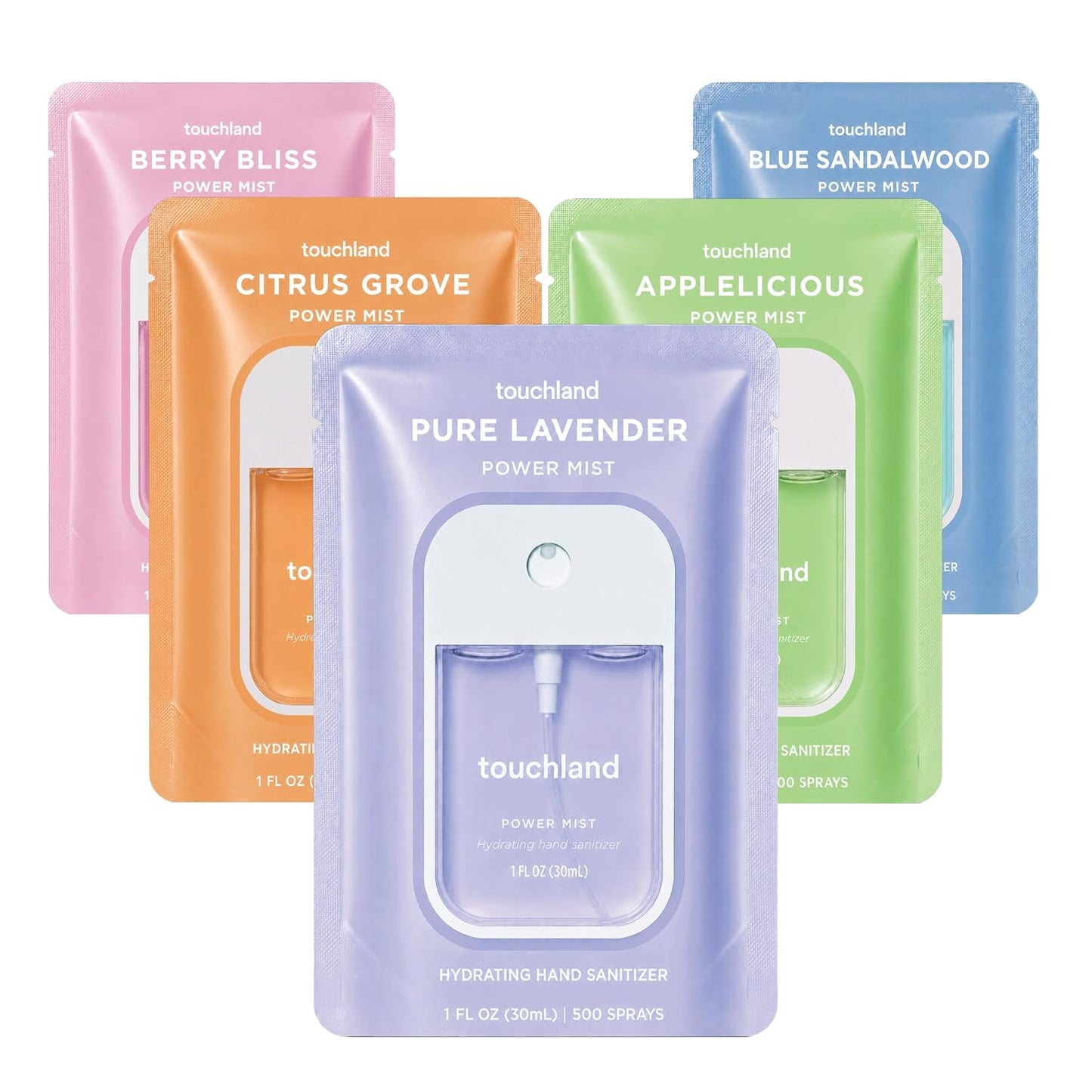 Touchland Top 5 Hydrating Hand Sanitizer Spray Set Travel Size
