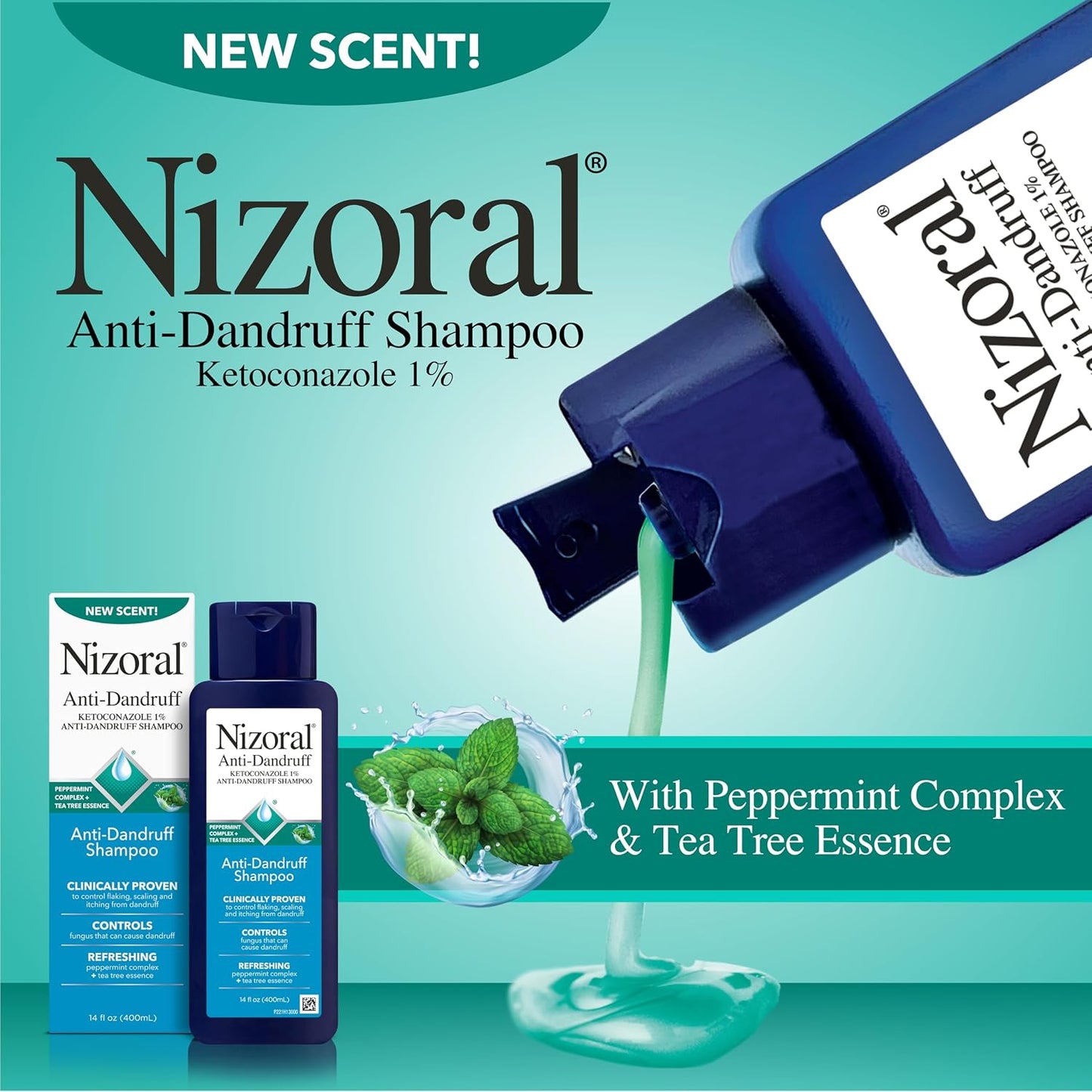 Nizoral Anti-Dandruff Shampoo with 1% Ketoconazole, Fresh Scent, 14 Fl Oz