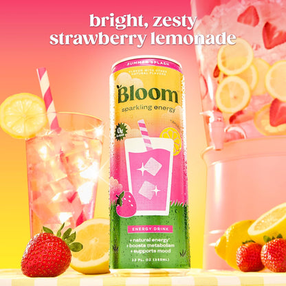 Bloom Nutrition Zero Sugar Energy Drink, Apple Crisp, 12oz 12pk