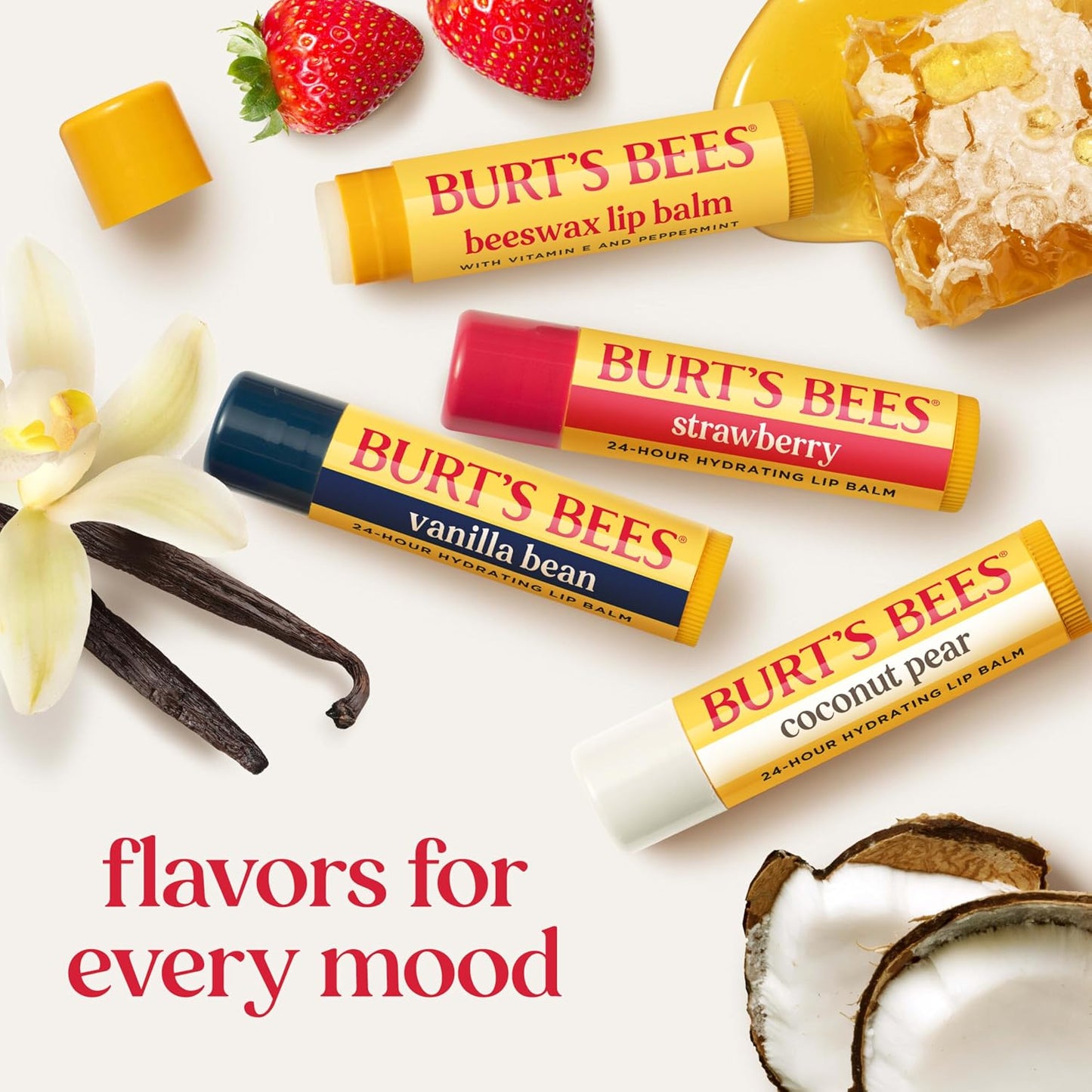 Burt's Bees Lip Balm, Pomegranate, 0.15 oz., 4 Tubes