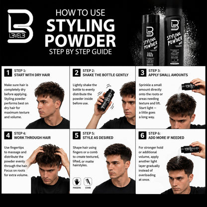 L3 Level 3 Hair Texture Powder for Men, Volume, Natural Look, 30 g