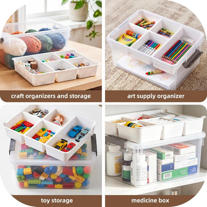 Citylife 6Qt 4Packs Clear Craft Organizers and Storage BOX, Sensory Bins