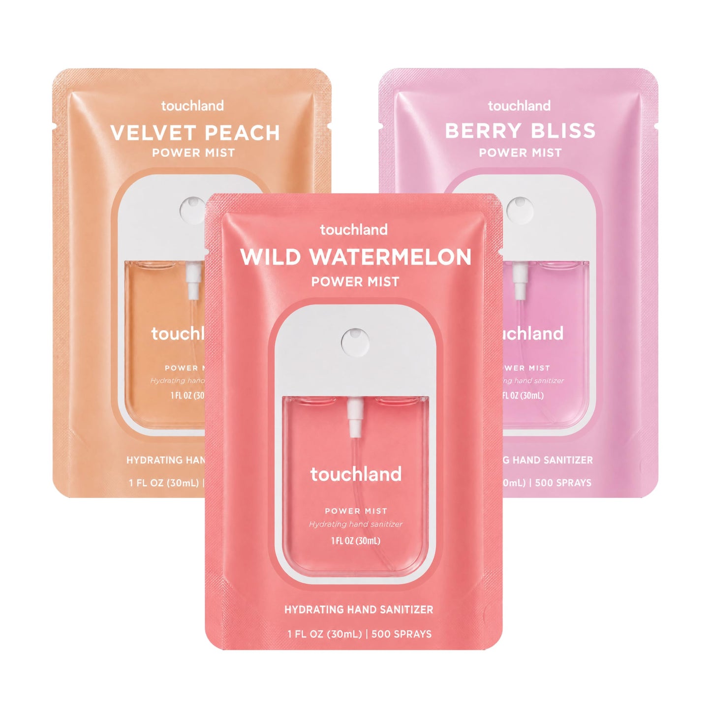Touchland Top 5 Hydrating Hand Sanitizer Spray Set Travel Size