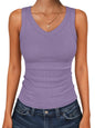 ANRABESS Tank Tops for Women V Neck Summer Sleeveless Ribbed Knit