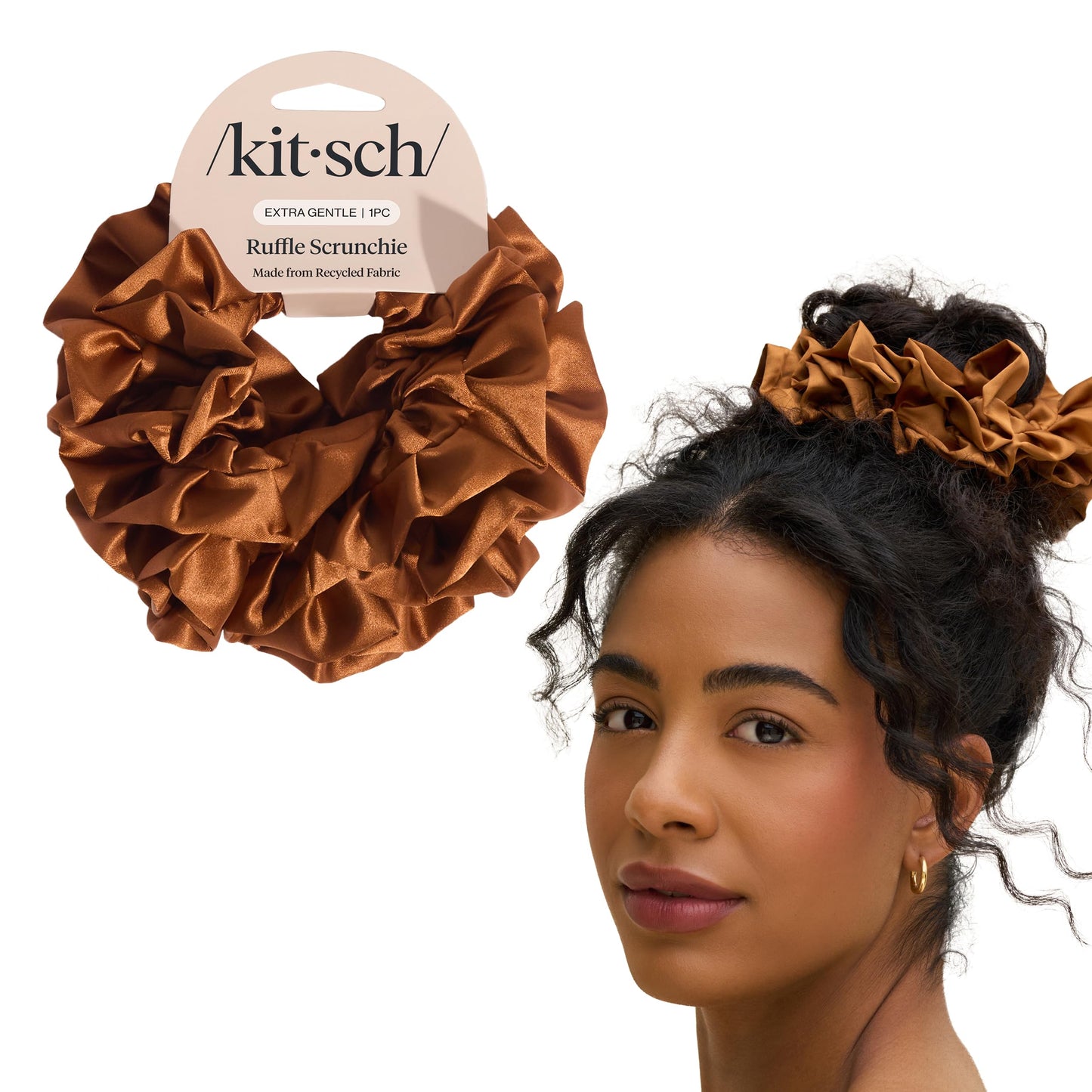 Kitsch Ultra-Petite Satin Scrunchies for Women - Eucalyptus, 6pcs