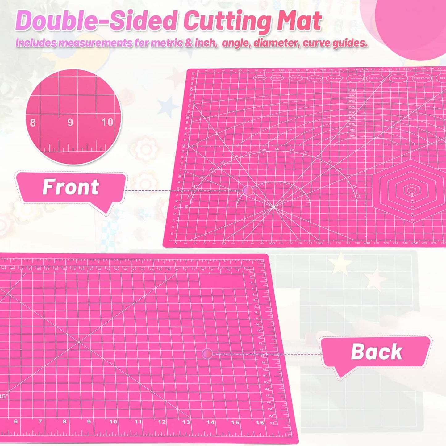 anezus Self Healing Sewing Mat, 12inch x 18inch Rotary Cutting Mat Double Sided 5-Ply Craft Cutting Board for Sewing Crafts Hobby Fabric Precision Scrapbooking Project