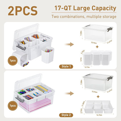 Citylife 6Qt 4Packs Clear Craft Organizers and Storage BOX, Sensory Bins