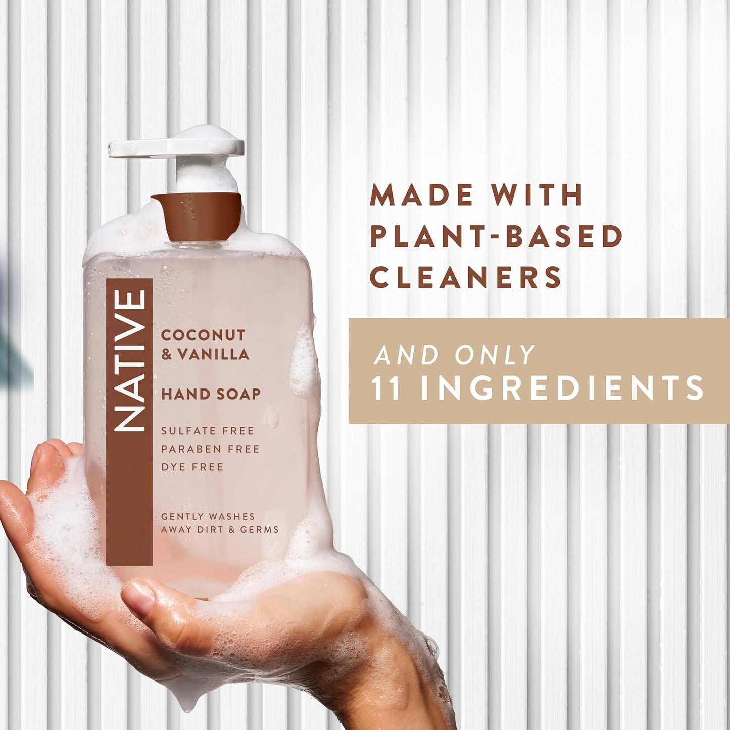 Native Liquid Hand Soap, Toasted Vanilla & Honey Scent, Non-Drying Formula for Soft, Smooth Hands, Made with Plant-Based Cleansers, Sulfate & Paraben Free, 13 oz Bottle