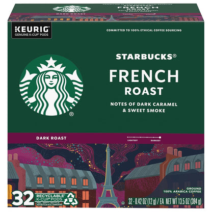 Starbucks K-Cup Coffee Pods, Dark Roast Hot or Iced Coffee, French Roast, 96 Keurig Pods