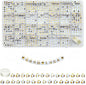 Looconi 810pcs Gold Letter Beads Square 6x6mm White Cube Acrylic Alphabet A-Z with Heart Pattern and Crystal Line for Jewelry Making