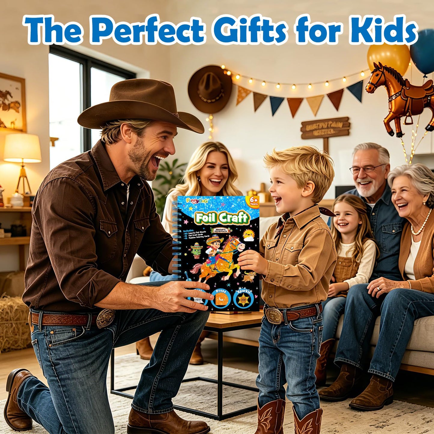 FUNNYB&G Foil Art Craft Kit for Kids, Sparkly Birthday Gift Toy for Boys