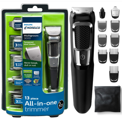 Philips Norelco All-in-One 3000 Series 13 in 1 Trimmer, Beard Styler & Men's Hair Clipper, 9 Length Settings & Self-Sharpening Skin-Friendly Blades, MG3919/50