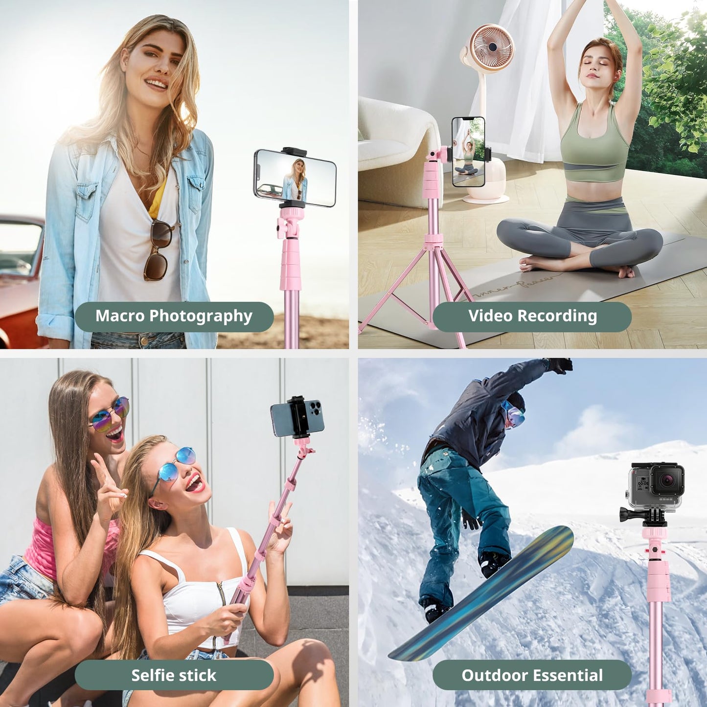 SENSYNE 72" Phone Tripod, Extendable Cell Phone Tripod Stand, Selfie Stick with Wireless Remote and Phone Holder, Compatible with iPhone Android Phone, Camera