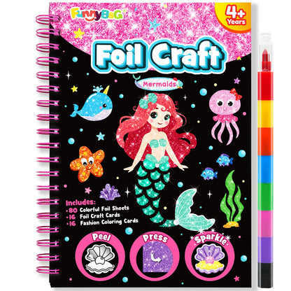 FUNNYB&G Foil Art Craft Kit for Kids, Sparkly Birthday Gift Toy for Boys