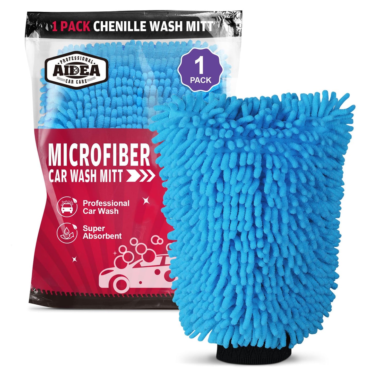 AIDEA Car Wash Mitt Microfiber, 4PK,Car Wash Brush, Green 8''X12''