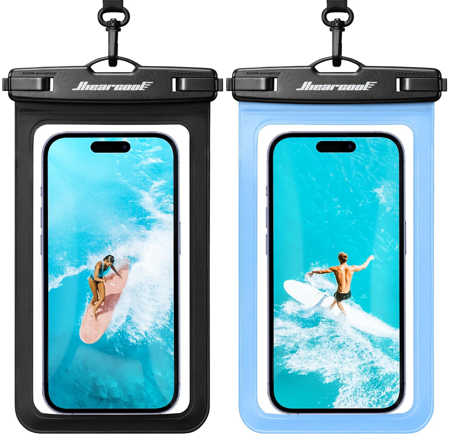 Hiearcool Waterproof Phone Pouch, Waterproof Phone Case, Black&Green 2-Pack