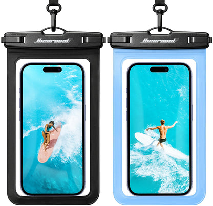 Hiearcool Waterproof Phone Pouch, Waterproof Phone Case, Black&Green 2-Pack
