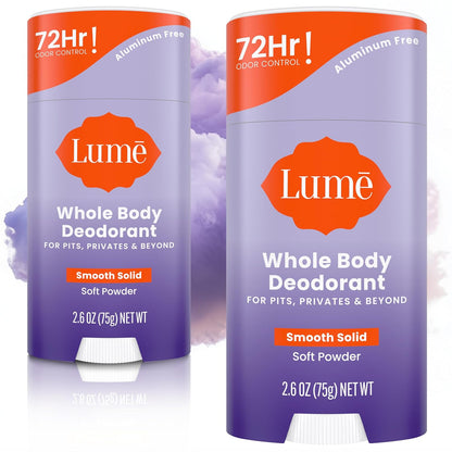 Lume Whole Body Deodorant - Solid Stick - 2.6 oz, 2 pk (Soft Powder)