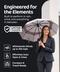 Windproof Travel Umbrella - Compact & Withstands Winds up to 100MPH, Strongest Premium Auto Folding Umbrella for Rain and Sun - Durable, Light & Portable for Women & Men, Fits Backpack & Cars