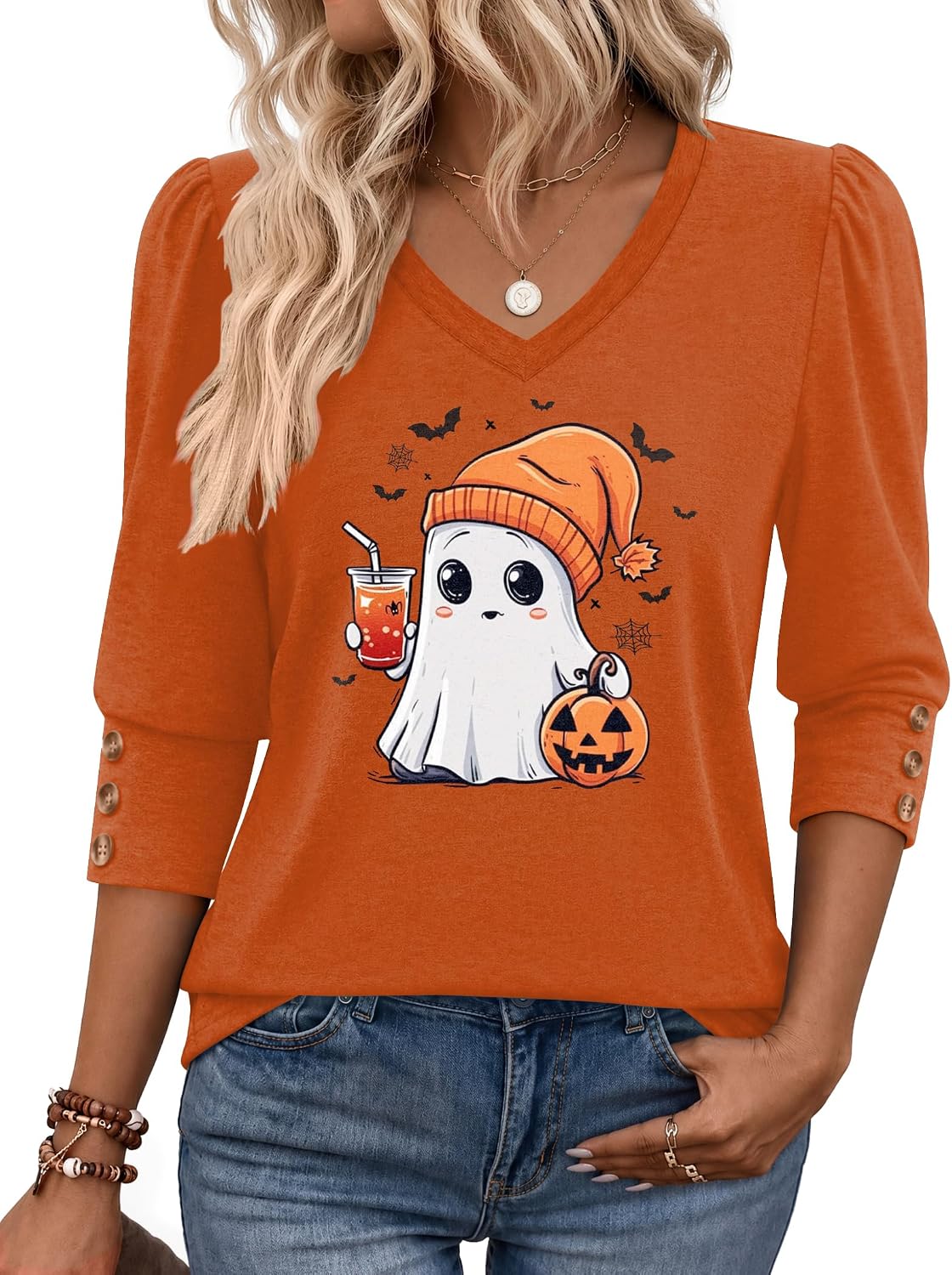 Zeagoo Womens 3/4 Sleeve V Neck T Shirts Dressy Casual Tops