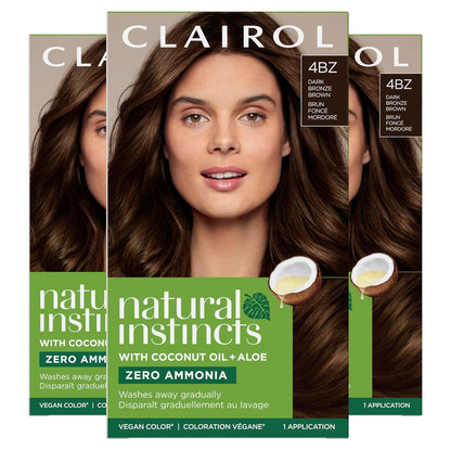 Clairol Natural Instincts Demi-Permanent Hair Dye, 4 Dark Brown | 1 Pack