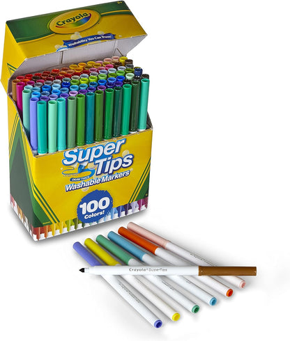Crayola Super Tips Marker Set (100ct), Fine Point Washable Markers, Teacher Must Haves, Back to School Supplies for Kids & Adults, Art Supplies, Ages 3+