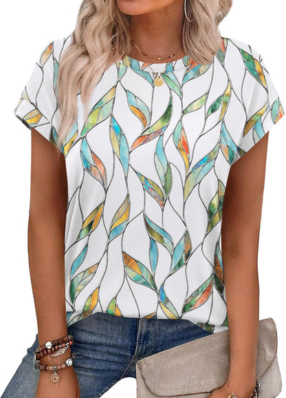 Alaroo Womens Summer Tops Short Sleeve Shirts Crew Neck Tshirt Cute Trendy Tunic Blouses (S-3XL)