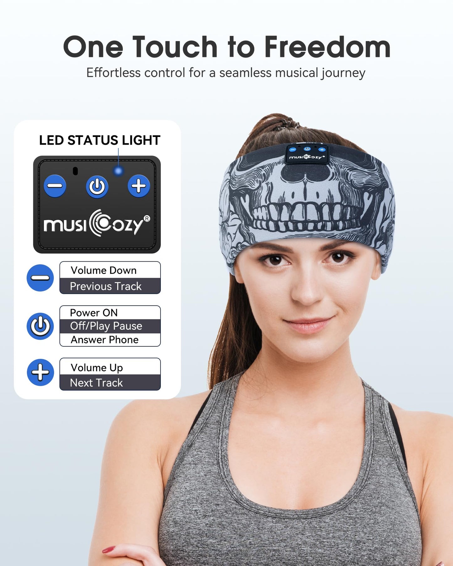 MUSICOZY Sleep Headphones Bluetooth Headband Headphones for Side Sleepers