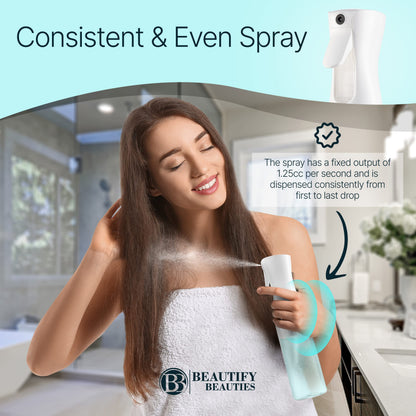BeautifyBeauties Continuous Spray Bottle for Hair, 6..8 oz Mister Spray