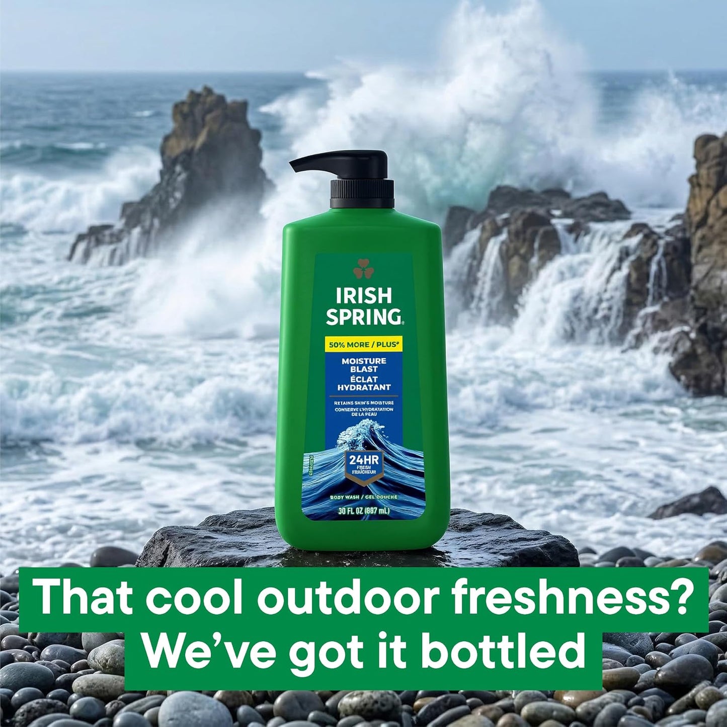 Irish Spring Mens Body Wash, Moisture Blast Body Wash for Men, Feel Fresh All Day, 30 Oz Pump Bottle