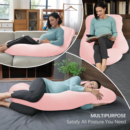 MOON PARK Pregnancy Pillows for Sleeping - U Shaped Full Body Maternity Pillow with Removable Cover - Support for Back, Legs, Belly, HIPS - 65 Inch - Aquamarine