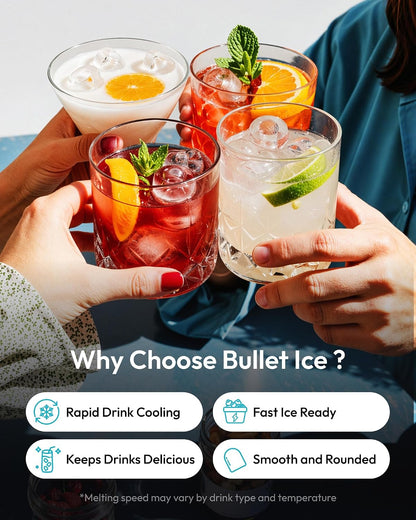 EUHOMY Ice Maker Countertop, 9 Cubes Ready in 6 Mins, 26lbs/24H, Self-Cleaning, Portable Ice Maker Machine with Carry Handle, Basket and Scoop, 2 Sizes of Bullet Ice for Home, Kitchen, Office