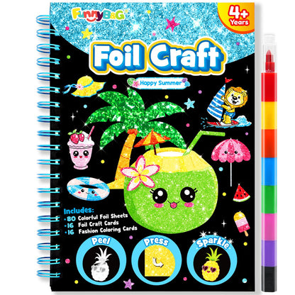 FUNNYB&G Foil Art Craft Kit for Kids, Sparkly Birthday Gift Toy for Boys
