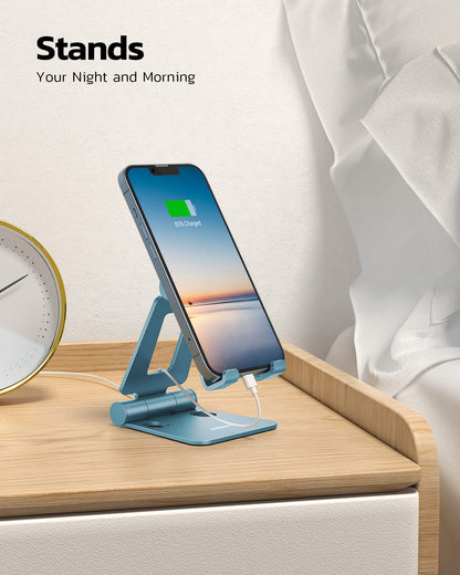 Nulaxy Full Aluminum Dual Folding Cell Phone Stand for Desk, Black