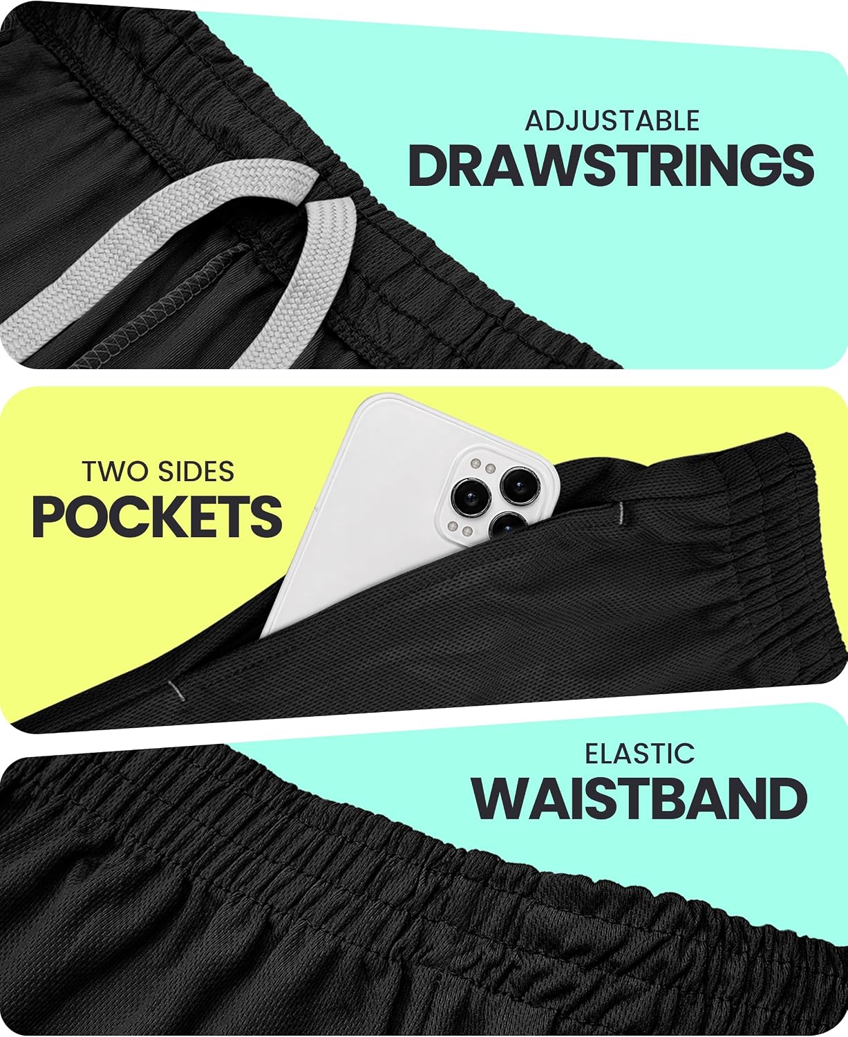 Breathable Mesh Mens Athletic Shorts Loose-Fit Quick Dry Running Gym Shorts