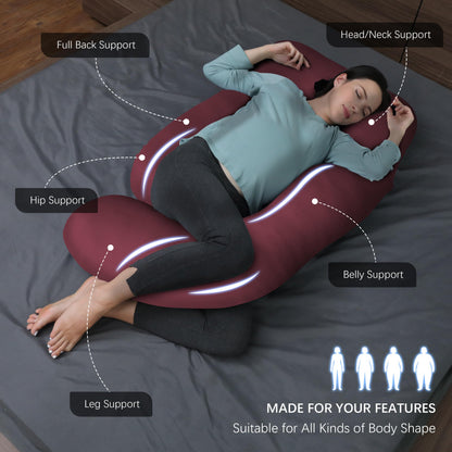 MOON PARK Pregnancy Pillows for Sleeping - U Shaped Full Body Maternity Pillow with Removable Cover - Support for Back, Legs, Belly, HIPS - 65 Inch - Aquamarine