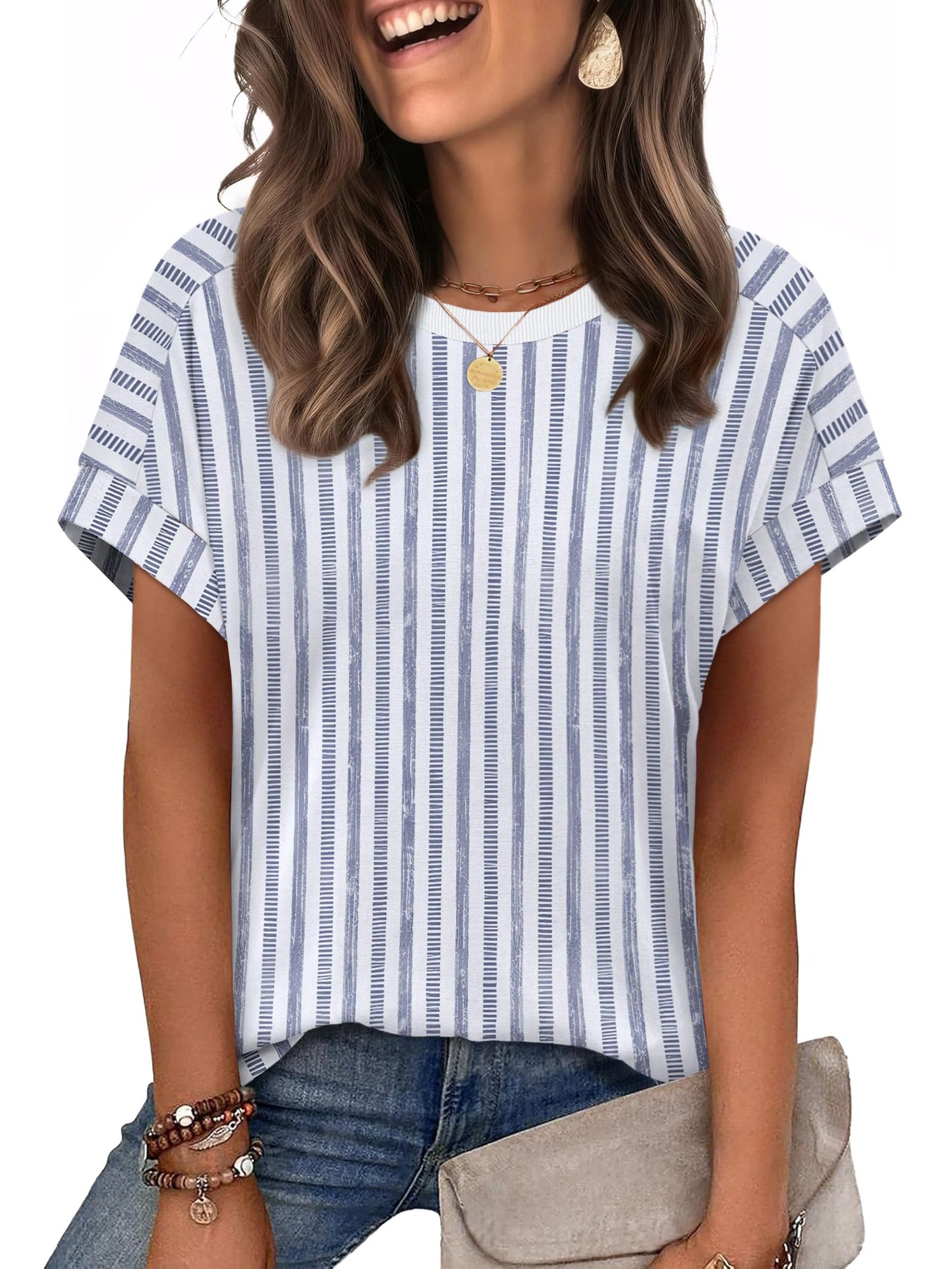 WIHOLL Womens Tops Short Sleeve Shirts Summer Outfits 2026 Spring Dressy Casual Clothes Clothing