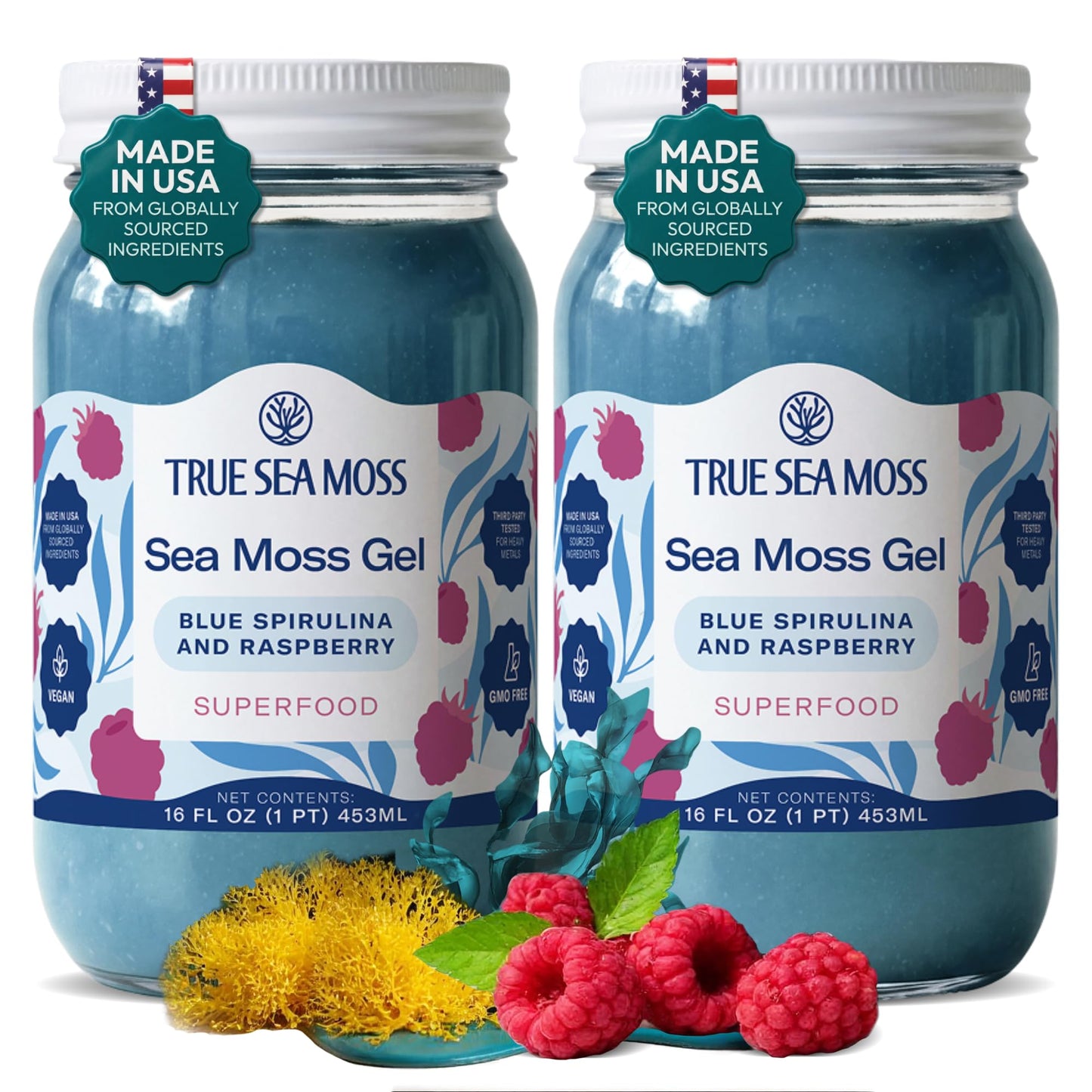 TrueSeaMoss Sea Moss Gel – Made in USA – Wildcrafted Seamoss, Fruits & Jarred Vegetables – Mango, Pack of 3 (Labels may Vary)