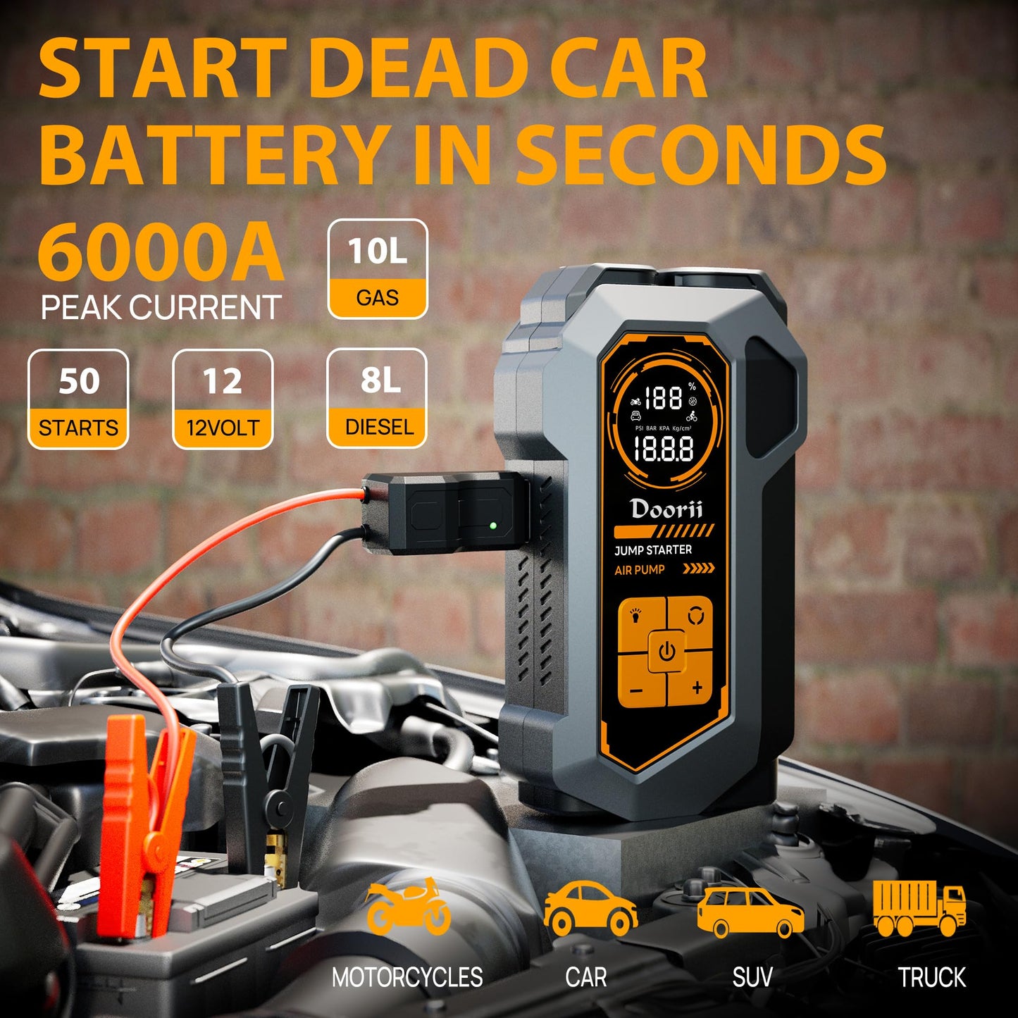 10000A Jump Starter, 24V 155WH Car Jump Starter Battery Pack for All Gas & All Diesel Engine, Portable Truck Jump Starter, Power Station for Camping Essentials (V10-1)