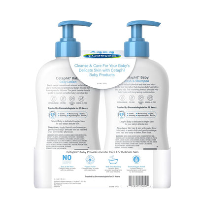 Cetaphil Baby Wash & Shampoo + Lotion, Sensitive Skin, 13.5oz, 2ct