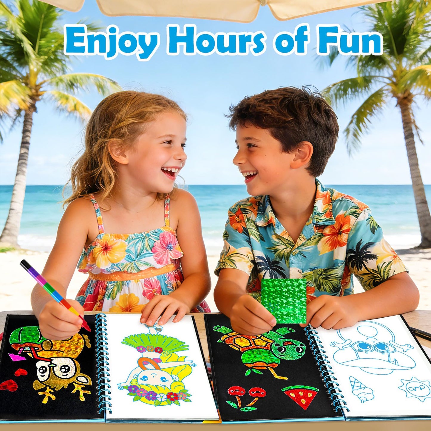 FUNNYB&G Foil Art Craft Kit for Kids, Sparkly Birthday Gift Toy for Boys